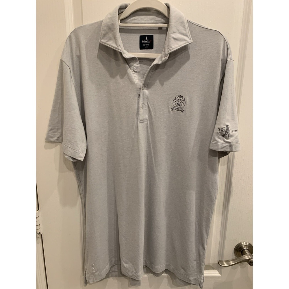 Johnnie-O Men's Polo Shirt Light Gray‎ Top Shelf Sz L Valencia Country Club